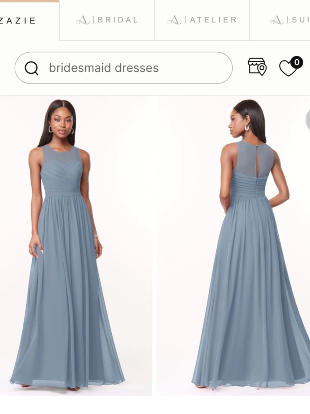 Azazie Nina Chiffon Dress in Dusty Blue